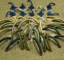 Load image into Gallery viewer, Woven textile relief sculpture detail 1, nature inspired greens and accented with greens, blues, yellows and flecks of red