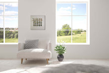 Load image into Gallery viewer, textile fiber relief sculpture in site mockup, vibrant playful colors on a off white background