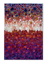 Load image into Gallery viewer, Unique machine quilted and appliquéd art quilt, incorporating multi colored range with the overall color being red. 
