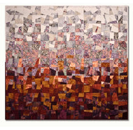 Vibrant Red Art Quilt, Displaying Organized Chaos in colors of reds, pinks, oranges and purples